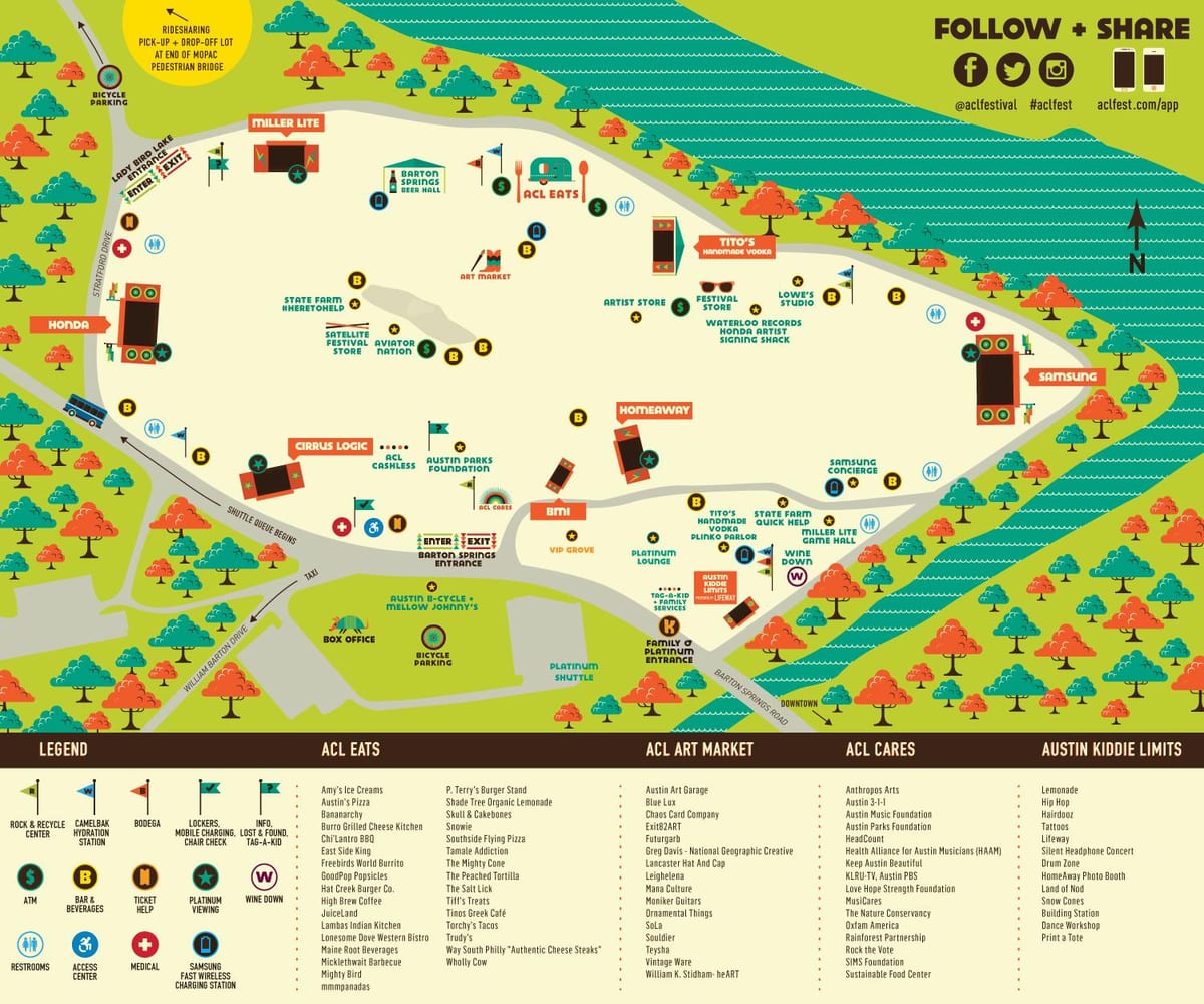 karte Austin ACL festivāls