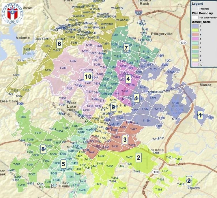 Austin Tx zonējuma karte