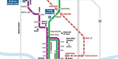 Metro dzelzceļa Austin karte