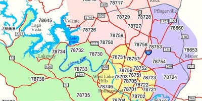 Austin Tx rajona kodu karte